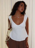 With Pleasure Puff Sleeve Linen Blouse Top White